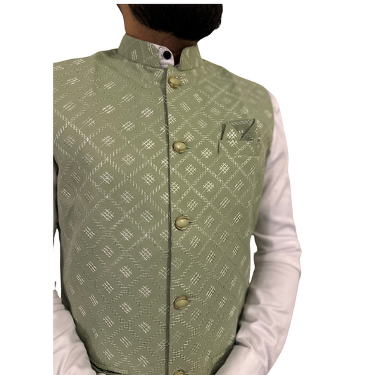 Modern Indian waistcoat Bodhi, men’s Nehru jacket UK, Indo-Western groom outfit