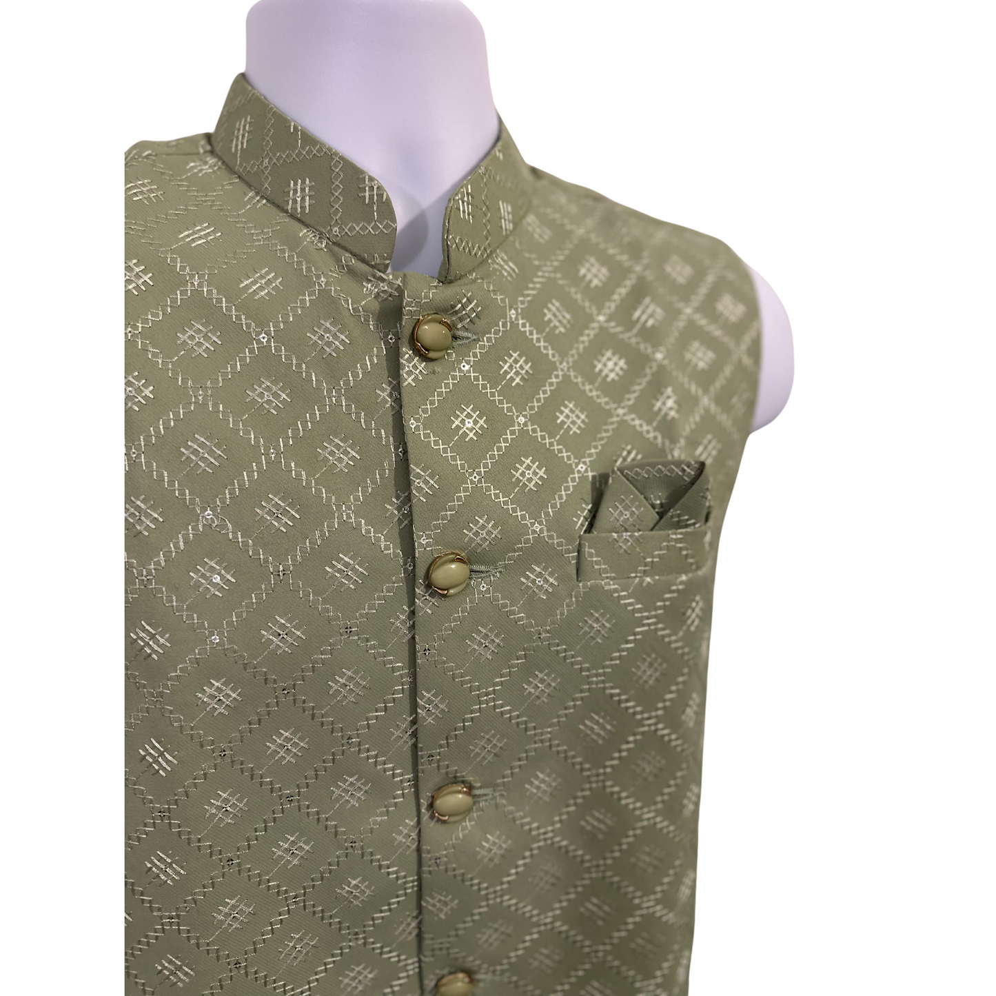 Lime green Indian Nehru Waistcoat for men