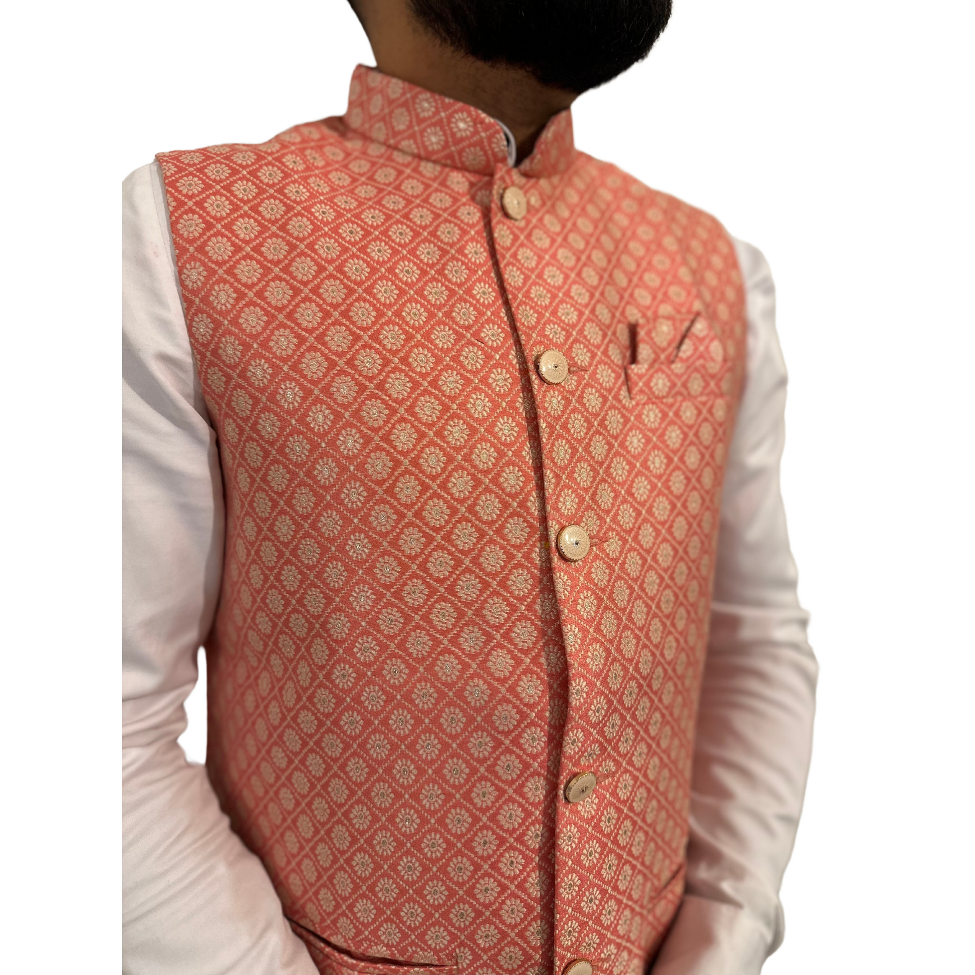 Floral Indian waistcoat Gulshan, summer Nehru jacket for men, wedding guest outfit