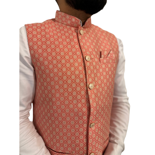 Floral Indian waistcoat Gulshan, summer Nehru jacket for men, wedding guest outfit