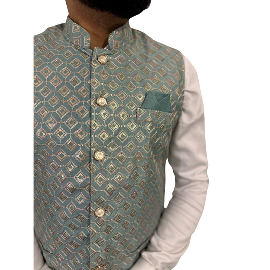 Blue Indian Nehru Waistcoat for men