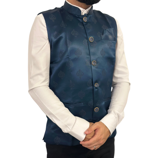 Royal Indian waistcoat Shyamal, Modi jacket for groom, festive Indian menswear.
