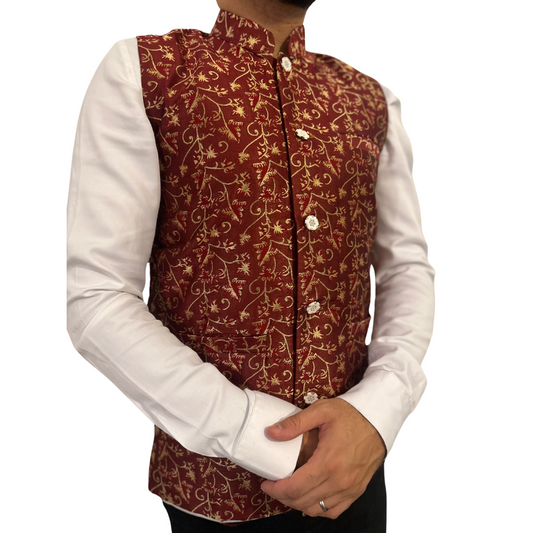 Red Indian Nehru Waistcoat for men