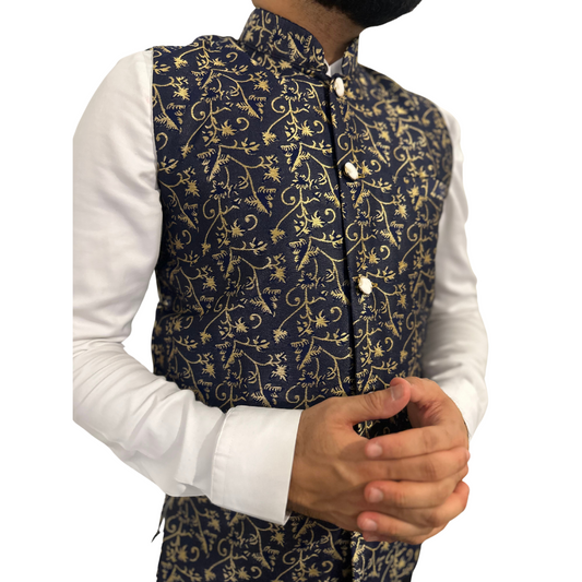 Navy blue indian nehru waistcoat
