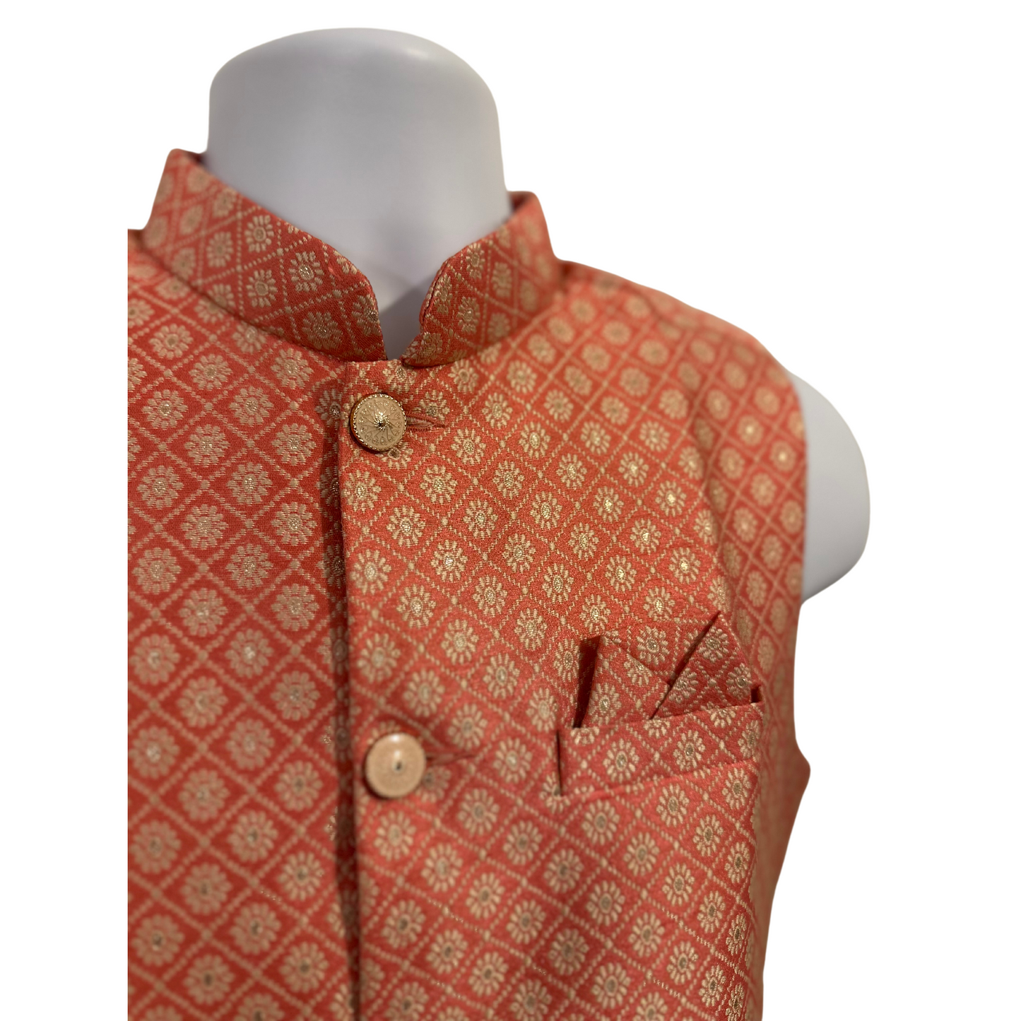 Pink Red Indian Mens Nehru Waistcoat for men
